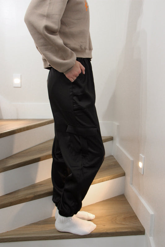 City Streets Satin Cargo Pants