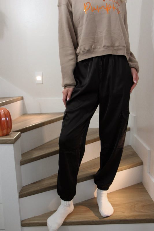 City Streets Satin Cargo Pants